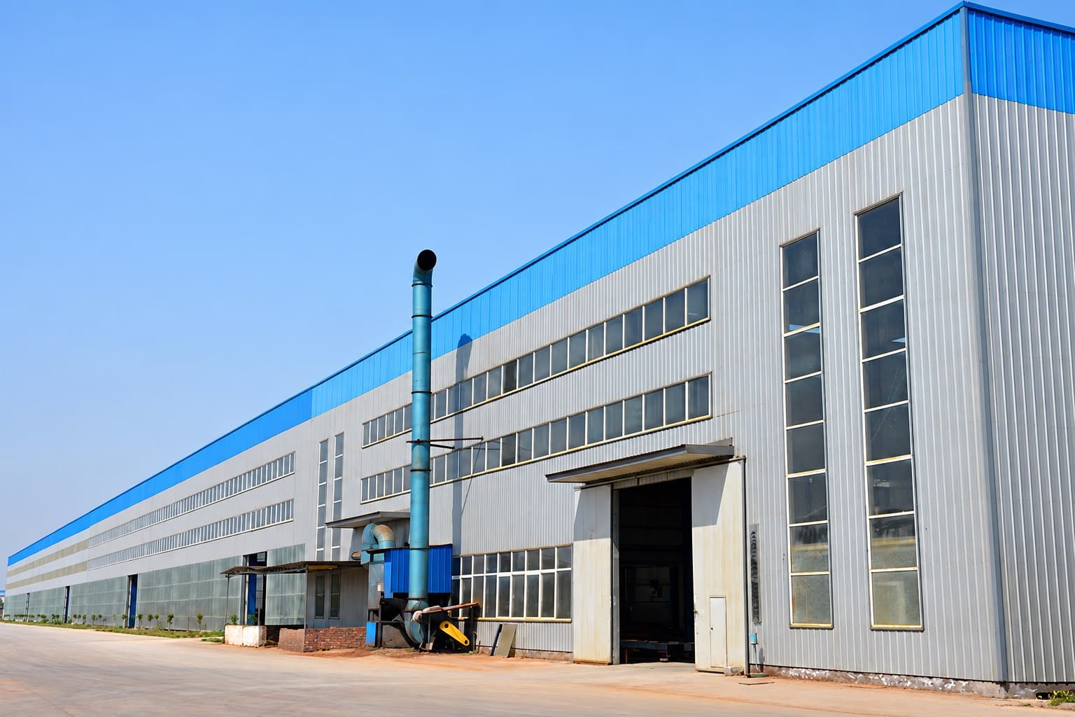 Exterior of the steel structure manufacturing factory